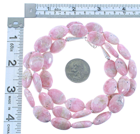 Rhodochrosite Sterling Silver Navajo Bead Necklace AX100255